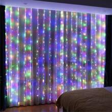 1 pieza Luces de cortina de cadena LED alimentadas por USB, 8 modos de iluminación, control remoto, adecuadas para boda, cumpleaños, fiesta, Pascua, Ramadán, Día de San Valentín, decoración y iluminación para fiesta individual - Luces de cortina alimentadas por USB - Ver 30