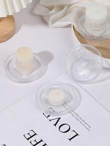 1 Pc/Set Glass Tray-Style Candle Holder. Light Luxury Retro Style Candlestick Holder. - one-size - View 4