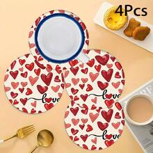 2pcs/4pcs/6pcs Heart-Shaped Silicone Placemats, Valentine's Day Style Pattern, Holiday Gift, Seasonal Decor, Suitable For Dining Table, Coffee Bar, Washable, Home Decor, Coasters, Draining Mats, Kitchen Table Mats, Indoor/Outdoor Party Decorations, Ideal Gift - Multicolor - View 12