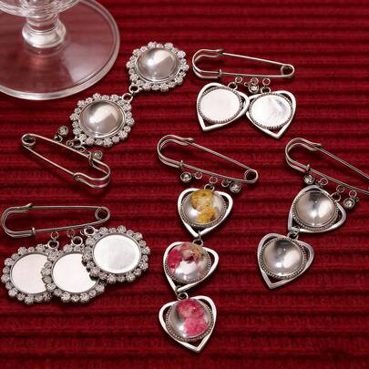 1pc Customized Photo Heat Transfer Lace Brooch, Personalized Diy Graduation Decoration Commemorative Pendant, Diy Graduation Hat Strap Photo Pendant, Commemorative Pin Chest Flower, Customized Commemorative Buttonhole Oval Chest Badge Gift