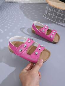 儿童凉鞋、夏季女童凉鞋、男童罗马凉鞋、儿童沙滩鞋、婴儿鞋 - 玫紅色 - 查看 4