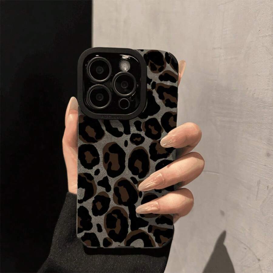 Funda de móvil de leopardo color café Compatible para iPhone17air 1716promax, 16 15pro 14 15PLUS 13 12Pro 11 Pro Max X XSMAX - Gris - Ver 1