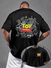 1 Disney Men's T-Shirt, Disney Toy Story Pattern Men's Short-Sleeved T-Shirt, Round Neck Casual And Comfortable T-Shirt Breathable And Light, Suitable For Sports And Leisure Wear, Spring And Summer T-Shirt, Suitable For Gifts, Suitable For Travel And Party Wear. - màu đen - Xem 1