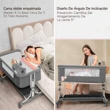 cunas para bebésMuja 3 en 1 Cuna Colecho Cuna con Mosquiteras y Cesta de Almacenamiento Cambiador Cinturón de  8 Altura Ajustable Portátil y Plegable - Modelo A - Ver 5