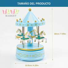 Caja De MúSica CláSica Accionada A Mano, Regalo De CumpleañOs Creativo Y RomáNtico Para Parejas, Elegante DecoracióN De Escritorio, Caja De MúSica De Carrusel Giratorio A Cuerda, Ornamento Musical Con TemáTica De Caballos Blanco-Rosa-Rojo-Azul, Caja De MúSica Decorativa Para DecoracióN De PasteleríA Y Ocasiones De Regalo, Caja De MúSica Giratoria - azul - Ver 3