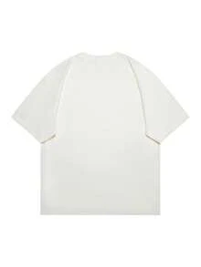 Áo thun ngắn tay unisex đồng bộ cho các cặp đôi, in hình trước và sau, phong cách thường ngày, đường phố, học sinh, phù hợp cho mùa xuân, hè, thu, quà tặng cho bạn trai, bạn gái, chồng, vợ, quà kỷ niệm. - Màu be - Xem 4