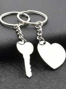 Silver Plated Lovers Gift Wedding Favors Couple My Heart Keychain Fashion Keyring Key Fob Creative Key Chain - Multicolor - View 4