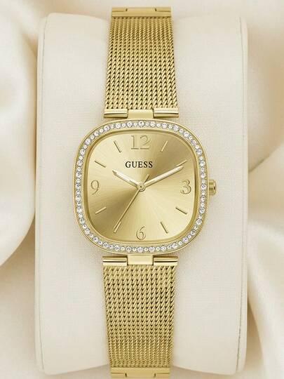 Guess Đồng hồ nữ máy quartz, dây đeo bằng thép không gỉ, vỏ bằng thép không gỉ, máy quartz chống nước, thích hợp cho các buổi gặp gỡ hàng ngày và các dịp khác, quà tặng Giáng sinh, GW0354L2