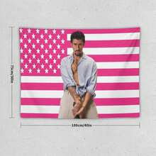 1PC Singer Bad Music Bunny Printed American Flag Decorative Tapestry, Patriotic Star Spangled Banner Design, Album Tapestry, Suitable For Horizontal Wall Hanging In Bedrooms, Dormitories, And Living Rooms, Easy To Hang, Perfect Valentine's Day Gift - 1PC - Xem 2