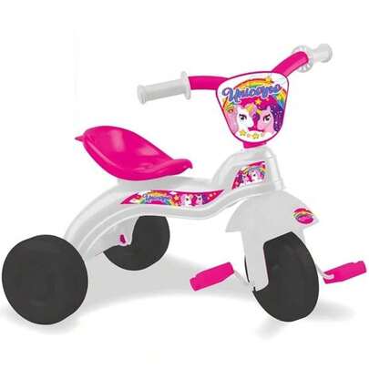 OISE ART STORE Triciclo Bici Scooter 3 Ruote Con Pedali Bambina Baby Unicorno Bianco E Rosa -