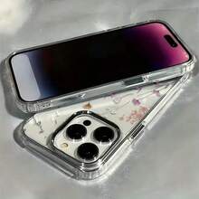 1 chiếc ốp lưng điện thoại trong suốt mạ điện họa tiết hoa tối giản, phù hợp với 16, 15, 14, 13, 12, 11, 17 Pro Max - Nhiều màu - Xem 6