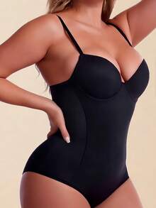 一件装加大码女士塑身衣，女士连体衣，加大码紧身胸衣带罩杯，三排搭扣设计方便如厕，时尚性感网纱紧身衣，凸显身材曲线，收腰提臀，塑造胸型，可外穿，多功能塑身衣，舒适贴身塑形内衣，轻盈弹力面料，保持女性优美身形 - 黑色 - 查看 10