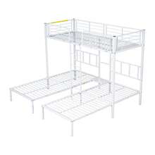 [30544849SAA] Letto a castello triplo con scaletta per bambini e ragazzi, letto in ferro con sponda di  e tavolo, nero 90x200cm*3 - Bianco - Visualizzare 10