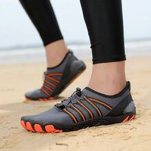 Zapatos acuáticos para exteriores, zapatos de agua unisex para nadar, vadear, bucear, playa, pesca, yoga, fitness - naranja gris - Ver 8