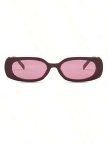 1 Pair Women's Burgundy Oval PC Frame Solid Color Retro Small Frame Personalized Casual Fashion Street Snap Minimalist Glasseswomen Fashion Glasses Valentine's Day - 酒紅色 - 查看 6
