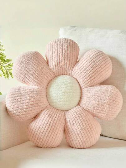 7-Petal Flower Decorative Throw Pillow, Soft & Cute Faux Fur Flower Pillow, Perfect Accent For Spring/Summer Bedroom, Sofa, Bedding And Other Home Decor