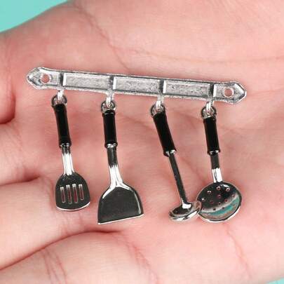 Dollhouse Miniature Vertical Hanging Spoon, Ladle, Strainer, Realistic Kitchen Scene Model, Photography Prop