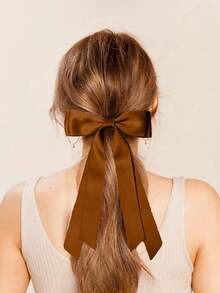 5件套大号缎带蝴蝶结发夹，女士及女孩适用，丝滑长缎带蝴蝶结发饰，法式优雅大号发夹，可爱芭蕾舞风格发夹，适合婚礼、派对、日常佩戴（红色、粉色、白色），头部饰品，爪夹，发夹，发卡 - 彩色 - 查看 6