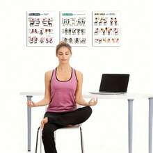 3 Stücke Büro Fitness Yoga Poster - Funktionale Dehnübungen, geeignet für Büro, Zuhause und Fitnessstudio, Größe 8x10 Zoll, ohne Rahmen, geeignet für Anfänger, Büro-Wellness | Ergonomisches Design | Einfach zu befolgen - Verschiedenfarbig - Übersicht 5