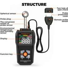 POROMETISTO 无针式湿度计，VA反向显示彩色屏幕，遥控线长：40英寸（1米），适用于大面积物体表面。 - 深灰色 - 查看 3