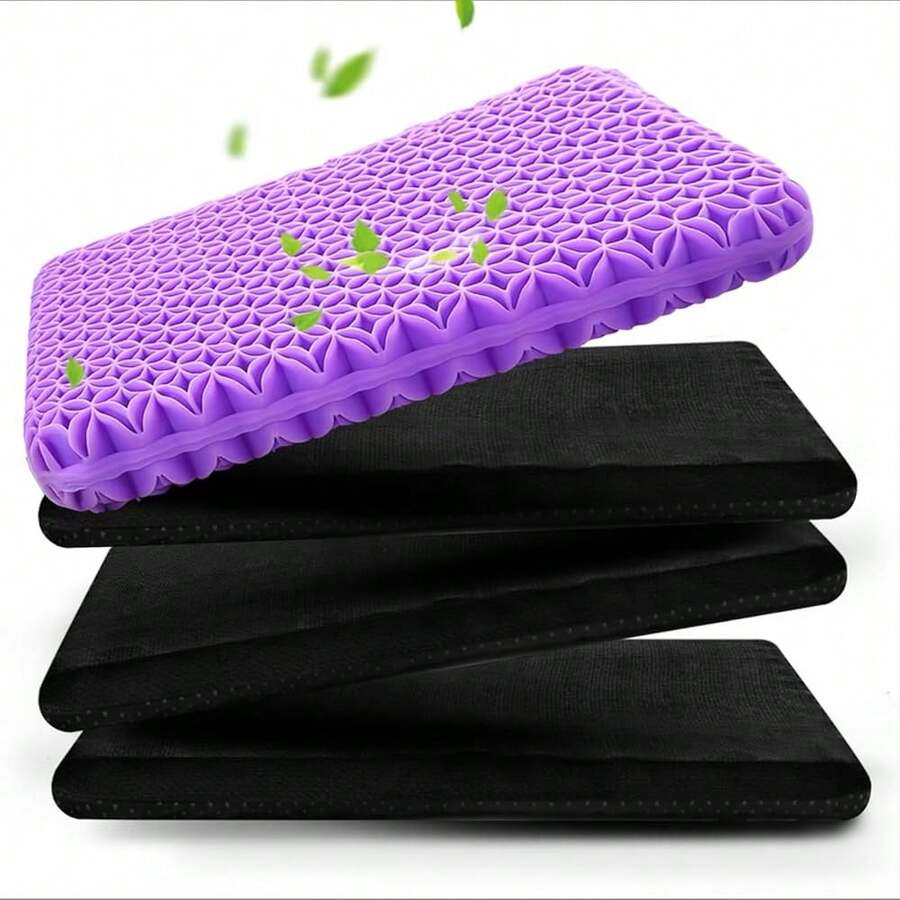 AceOrbit 3 Pack Gel Seat Cushion For Long Sitting Pressure Relief Gel Chair Cushions For Hip Pain, Soft & Breathable Comfy Cushion For Office Chair, Wheelchair & Car - 紫色,黑色 - 查看 1