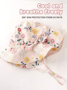 1顶女婴夏季宽檐UPF50+防晒帽 - B - 查看 7