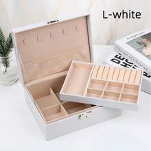 1 Peça Caixa de Armazenamento de Brincos em Couro PU à Prova d'Água, Organizador de Joias Portátil de Camada Dupla para Anéis, Brincos, Colares, Pulseiras, Caixa Protetora de Joias à Prova de Poeira e Oxidação, Presente para Namorada, Mãe, Volta às Aulas - Multicolorido - Visão 11