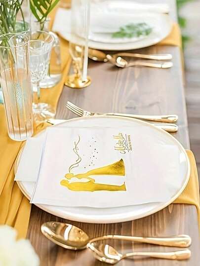 Wedding Napkins, Valentine's Day Decorations, Golden-Pattern Cocktail Napkins, Suitable For Wedding Parties And Engagement Parties' Decoration, New Hot Gold-Edge Printed Multi-Color Wedding Napkins