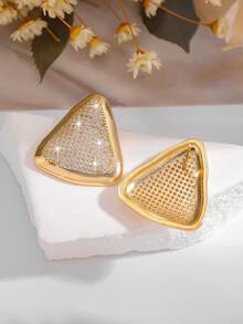 1 Pair Exaggerated Geometric Trapezoid, Parallelogram, Triangle Pattern Stud Earrings, Suitable For Women/Girls Daily Wear, Party, Dance - Multicolor - View 4