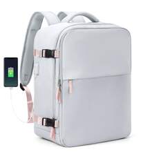 Floless 可折叠旅行笔记本电脑背包，符合航空公司规定，男女通用旅行包，可压缩旅行背包，14英寸笔记本电脑商务背包，防水大容量包 - 灰色 - 查看 25