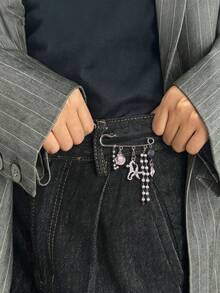 1枚优雅奢华独特复古硬币造型几何流苏胸针，精致配饰，适合商务、正式场合、派对、节日等场合。 - 彩色 - 查看 8