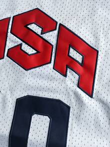 Áo thun nam không tay cổ chữ V thêu logo bóng rổ, màu đen, kiểu dáng thường ngày, thích hợp cho các buổi tiệc hoặc thể thao. - trắng - Xem 4