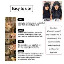 10pcs/Pack, 50g Black Straight Synthetic Hair Extensions, Seamless Invisible, Natural Black Color, Suitable For Women With Thin Hair, Creates A Natural And Realistic Effect. High-Quality Extensions, Suitable For Daily Wear, Festivals, Christmas, Valentine's Day And Other Occasions. - Multicolor - View 7