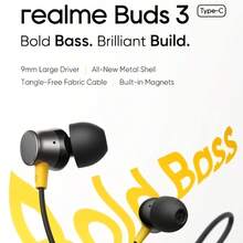 Realme Type-C Buds 3 有线入耳式耳机，兼容 Realme、 Edge 50 Fusion、Vivo V30e、 CE Nord 4、iQOO Neo 7、 等手机（黑色） - 黑色 - 查看 7