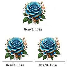 1pc/2pcs/3pcs Blue Flower Heat Patch, Durable Long-Lasting Heat Transfer Sticker For DIY T-Shirts, Sweatshirts, Jeans, Hoodies, Backpacks, Jackets, Handbags, Pillows - L+S - View 5