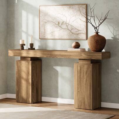 Tribesigns Mesa Consola de160 cm de Largo, Mesa de Entrada de Granja detrás del sofá, Mesa de Entrada de Madera para vestíbulo, Muebles Modernos para decoración de Sala de Estar, Entrada