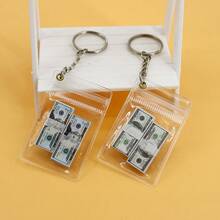 Gantungan Kunci Uang Dolar AS, Liontin Uang Dolar AS, Tas Bening Mini, Charm Koin - MultiWarna - View 2