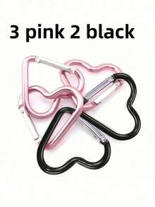 5pcs Heart-Shaped Spring Hook, Aluminum Alloy Carabiners For Men And Women, Use For Outdoor Climbing, Backpack And Daily Wear Car Accessories Cute Goth Y2k - Pink - View 6