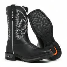 Men's Western Boot, New Release, Mid-Calf Ankle Boot, Embroidered, Square Toe, Reinforced Sole, Tx - Nam giới người Texas - Xem 6