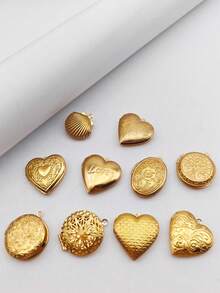 10pcs/Set Heart Shaped Pendant Jewelry Accessories, Trending Cross-Border , Suitable For Valentine's Day - Yellow Gold - View 5