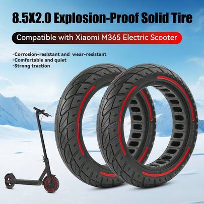 8.5X2.0 Solid Tire, Suitable For 8.5 Inch M365/1S/Pro/Pro2 Scooters, 8 1/2X2 Airless Solid Tire, Anti-Slip, Shock Absorbing, Wear-Resistant, Fashionable Design, Safer Riding