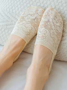 1/5双 时尚女士夏季蕾丝花边短袜 硅胶防滑隐形薄款透气船袜 - 彩色 - 查看 18