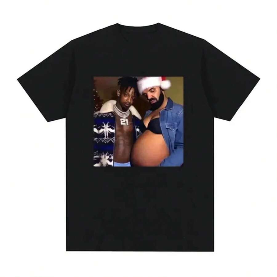 For SpringSummer 2026, Rappers Drake And 21 Savages Used Fun Emoticons On Pregnant Women's And Men's Hip-Hop Style T-Shirts - Kiểu 9 - Xem 1