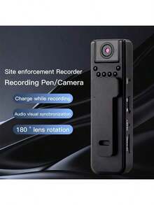 Cámara mini Full HD 1080P - Cámara de video inteligente portátil con visión nocturna, lente rotativa 180°, compatibilidad de audio, expansión de tarjeta TF, adecuada para aventuras al aire libre, viajes, monitoreo, grabación deportiva, ligera, portátil, estructura, ideal para entusiastas del deporte - Negro - Ver 6