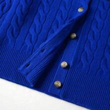 Polo Ralph Lauren Classic Embroidered Wool Cardigan | Cable-Knit Cashmere Blend Crewneck Button-Front Sweater, Women's Timeless Knitwear - 藍色 - 查看 5
