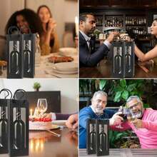 Paquete de 20 Bolsas de Regalo para Vino Cyblinia con Ventana Transparente de 14.2 x 4.9 x 3.4 Pulgadas, para Bodas, San Valentín, Cumpleaños y Fiestas - Negro998 - Ver 7