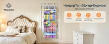 80lb Clear Door Hanging Yarn Storage Organizer, 10 Large Plastic Pockets & 10 Mesh Pockets Over The Door Crochet Organizer, 5 Tier Yarn Ball Storage For Knitting Needles, Gray Variant 1 - Xám - Xem 5