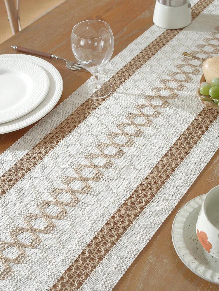 1件 Cirelle 波西米亚风流苏桌旗，适用于家居装饰、餐厅/卧室波西米亚风布置、乡村新娘礼物、温馨家居、下午茶、家庭聚会、婚礼装饰、厨房家居装饰、餐桌装饰、茶几装饰、婚礼装饰等。 - 咖色 - 查看 7