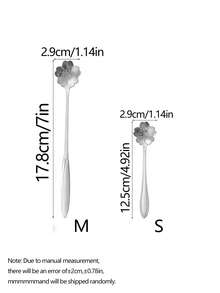 Colher de chá em formato de flor, em aço inoxidável, ideal para sorvete, café e chá. Perfeita para refeições, sobremesas, chá da tarde, sorvetes, café, doces, frutas, iogurte, geleia, temperos, saladas, para uso doméstico, na cozinha e em jantares. Ótima opção para presentes de Dia dos Namorados e decoração de mesas em datas comemorativas. - Prata - Ver 11