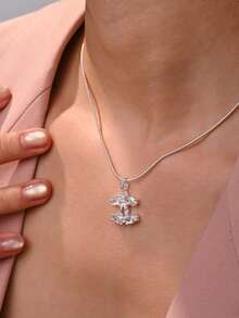 1件银项链，镶嵌锆石，百搭铜质，适合约会、聚会、送礼和日常佩戴。 - 銀色 - 查看 1